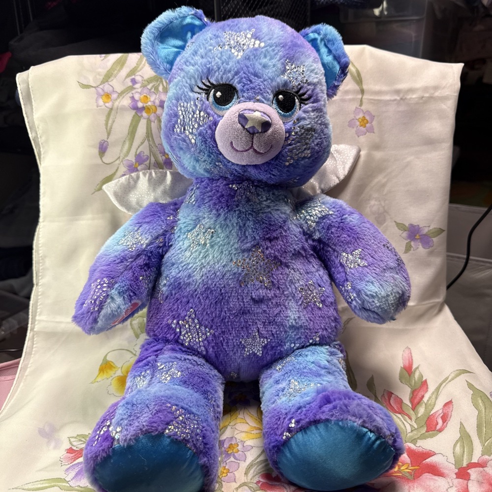Build A Bear Starbright Bear Silver Stars Wings‎ Magic Sound Light Up Plush 17"